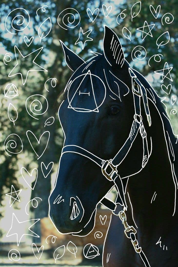 Ilustración de un therian caballo en galope